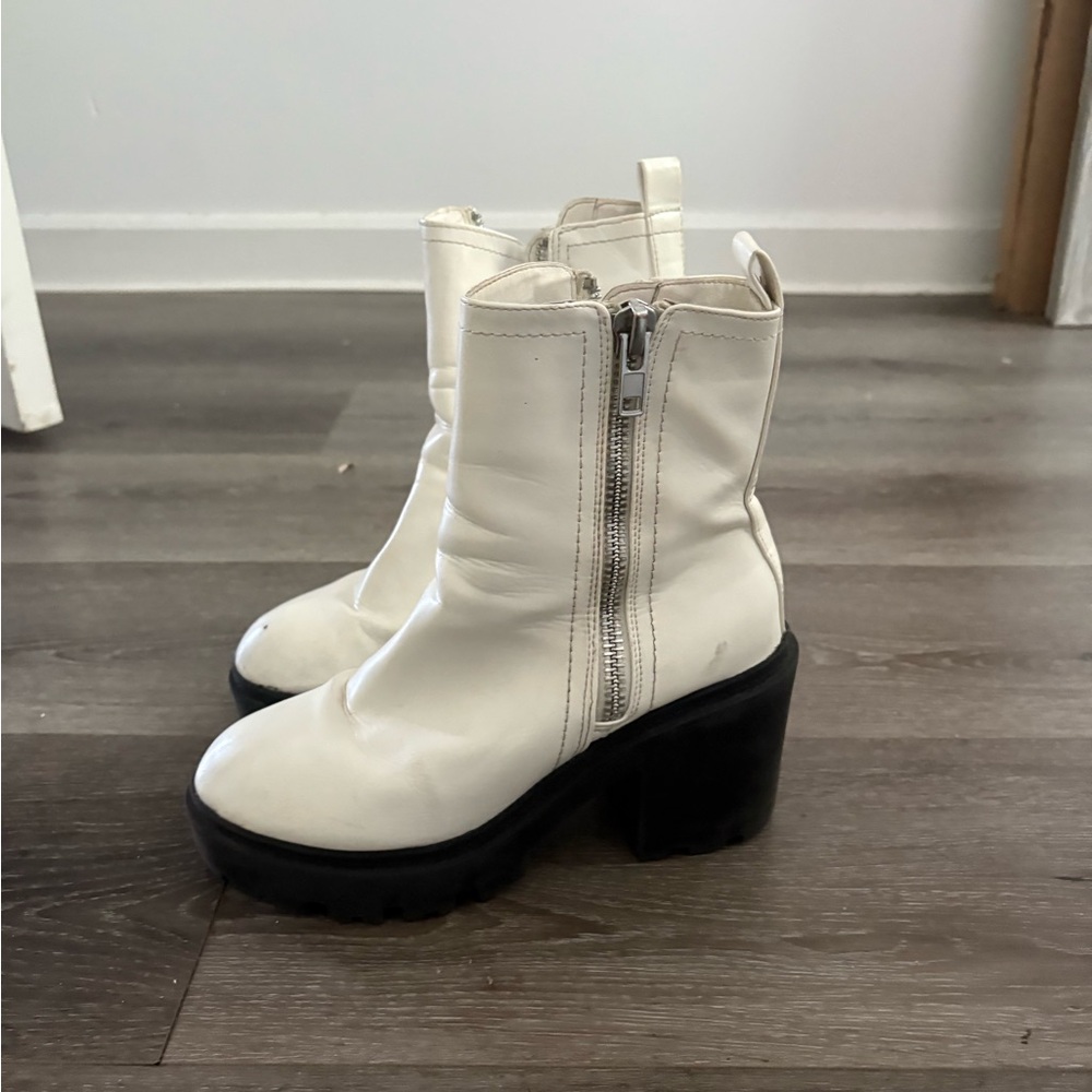 White Leather Ankle Boots